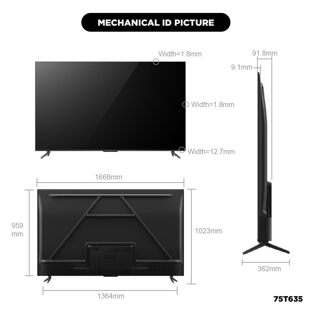 TCL ทีวี 75 นิ้ว LED 4K UHD Google Smart TV รุ่น 75P635