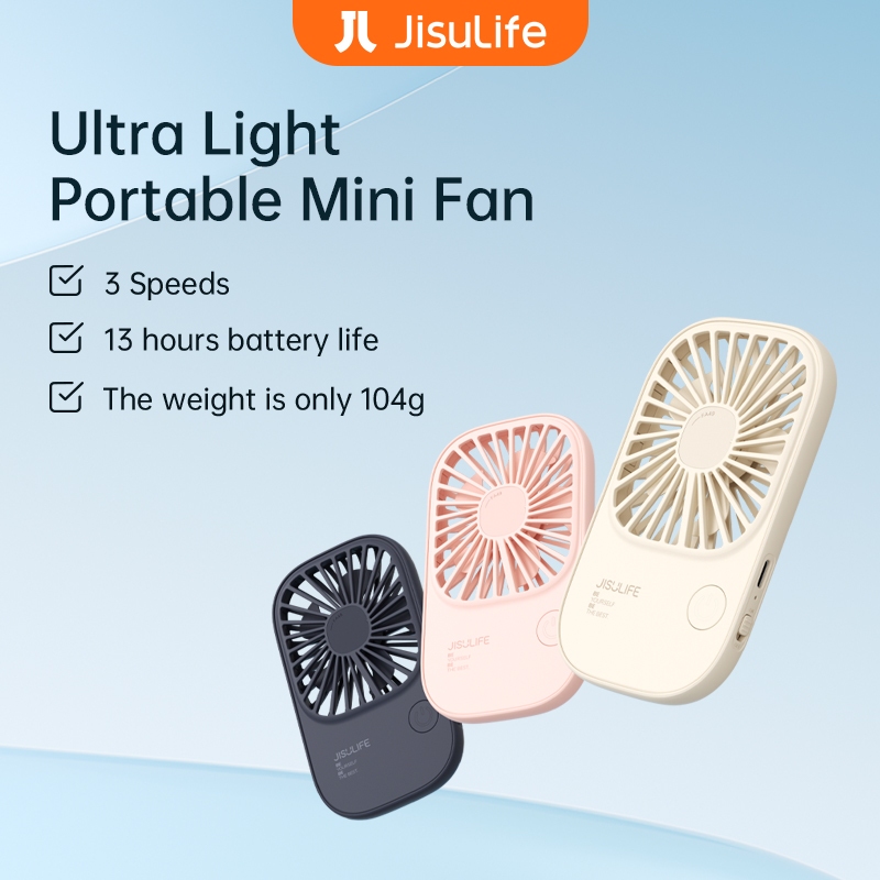เย็นสะใจทุกที่ทุกเวลา! JISULIFE พัดลมพกพา ชาร์จไฟได้ 2000 mAh แบตเตอรี่ Mini USB 3 ความเร็วลมแรง